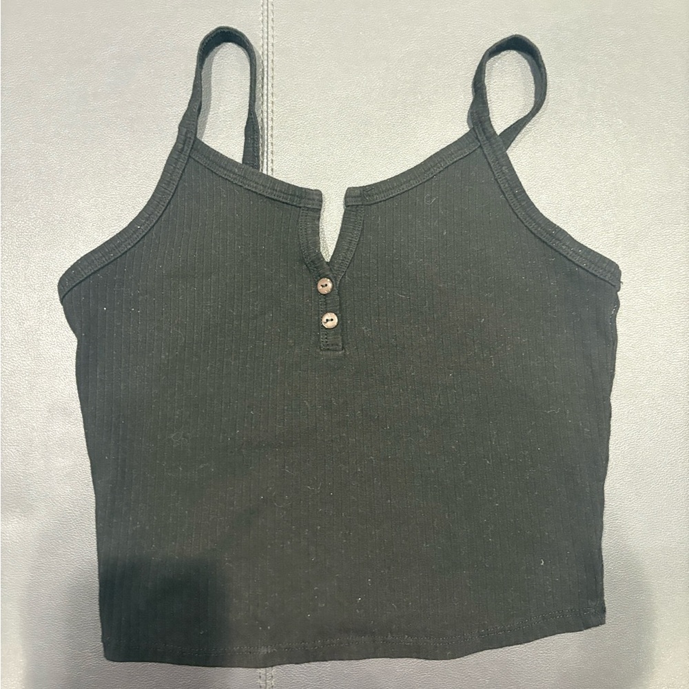 Black Ribbed Tank Top